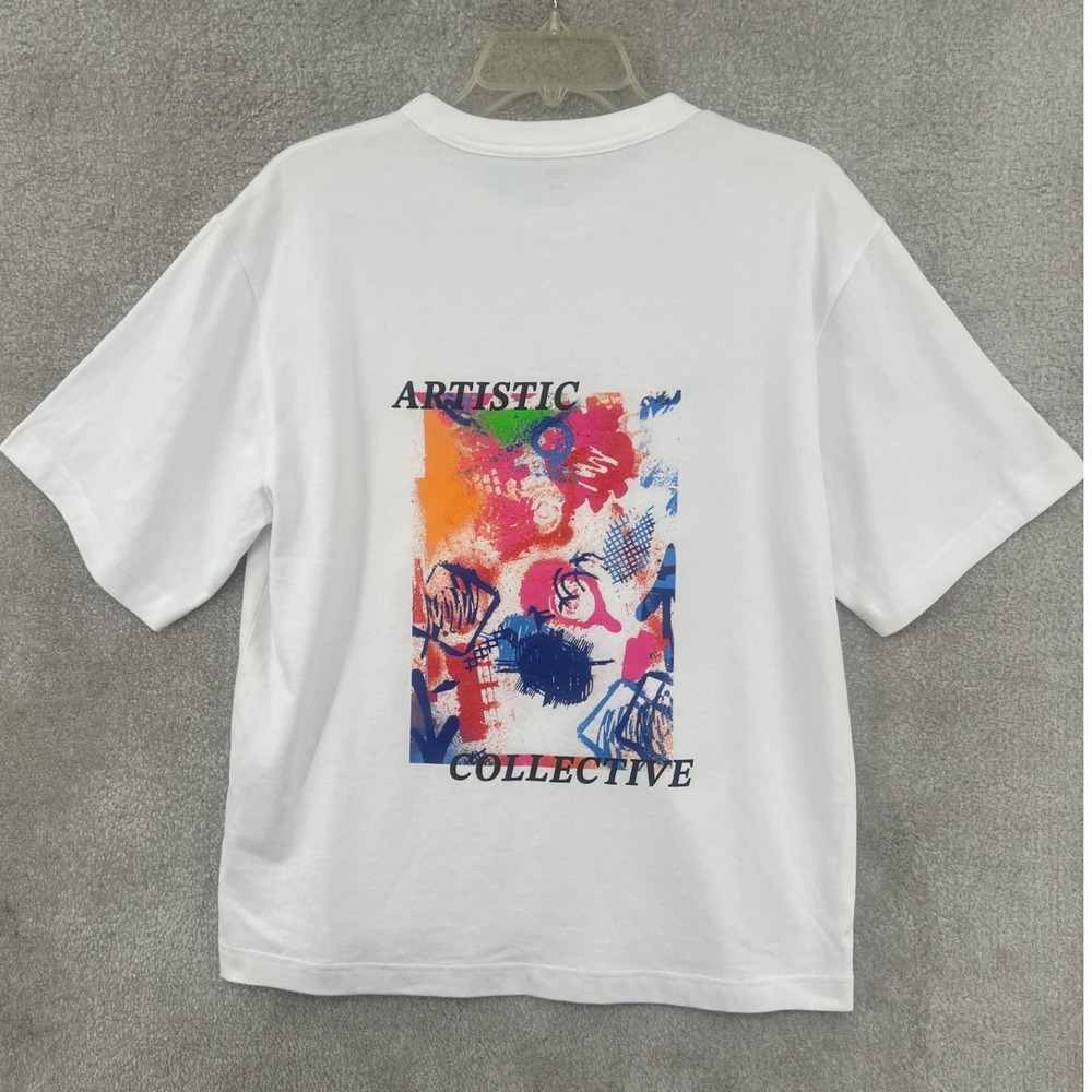 Mode of One Artistic Collective Graphic T-Shirt Mens S White Abstract Print